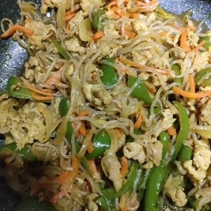 糸こんにゃくと豚肉のカレー風味炒め煮♪